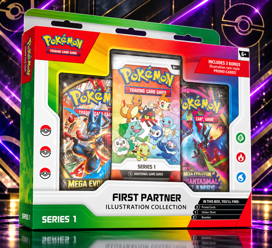 JCC Pokémon : Collection d'illustrations des premiers partenaires – Série 1